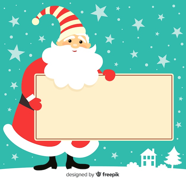 Free Vector | Santa holding blank sign background