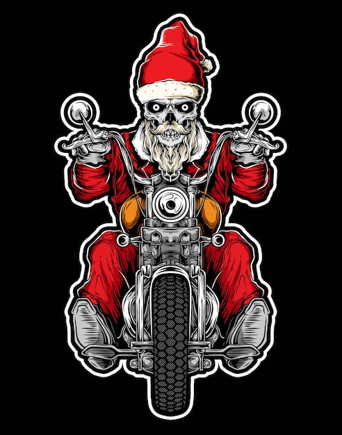 Premium Vector | Santa skull rider