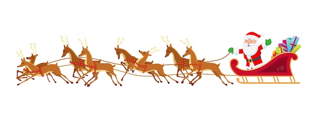 Premium Vector | Santa sleigh and reindeer