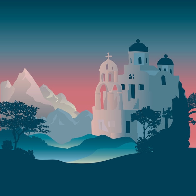 Santorini cycladic houses design vector design Free Vector