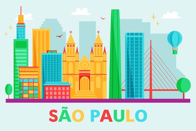 Free Vector | São paulo skyline illustration