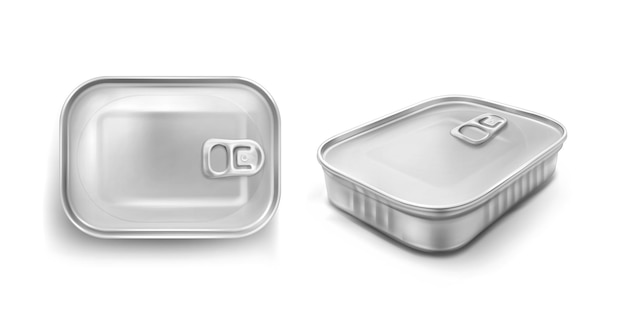 Download Free Vector | Sardine tin can with pull ring mockup top and angle view. food metal jar with ...