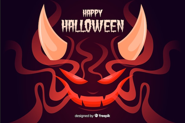 Satan halloween background with flat design Free Vector