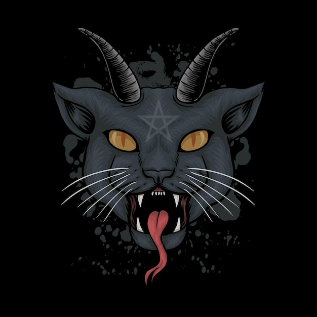 Premium Vector Satanic cat head illustration