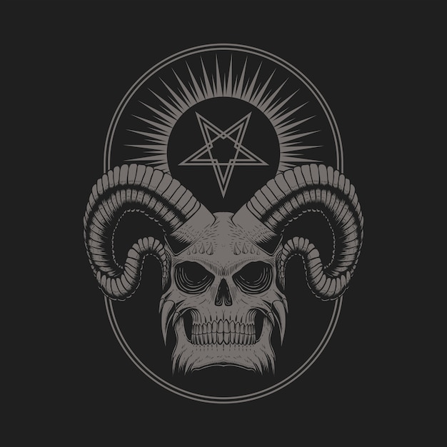 Premium Vector | Satanic devil skull