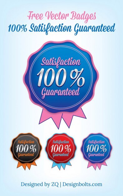 Satisfaction guaranteed vector badges | Free Vector