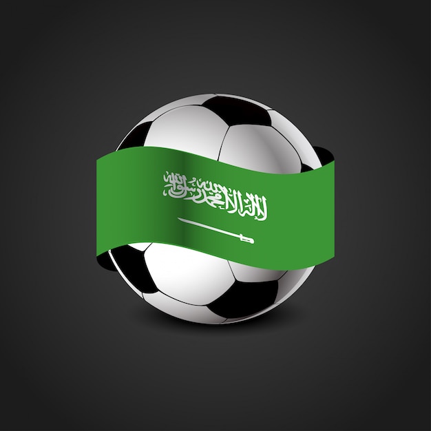 Download Saudi arabia flag design with football vector | Premium Vector