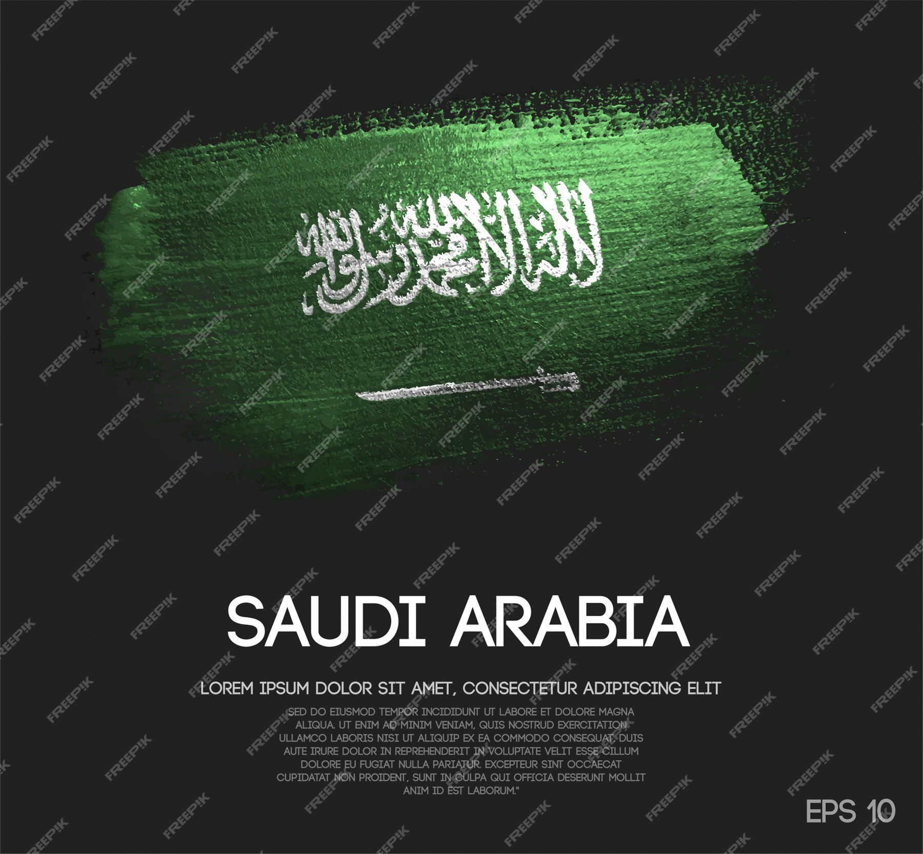 Premium Vector | Saudi arabia flag made of glitter sparkle brush paint