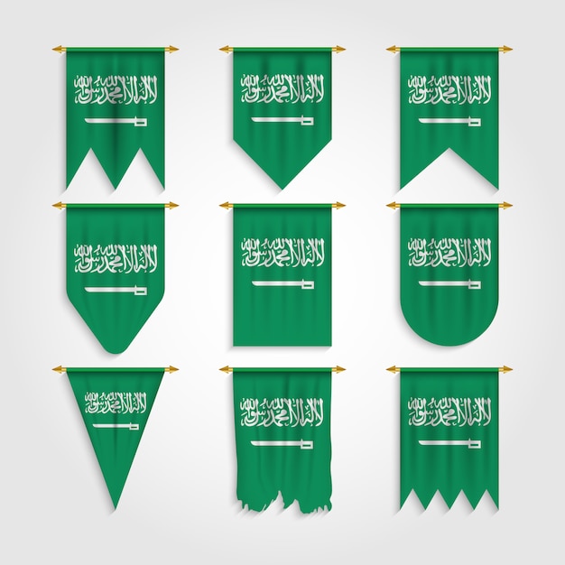 Saudi arabia flag in various forms Premium Vector