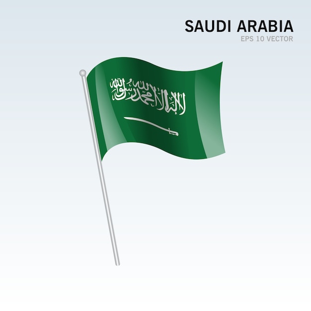 Download Saudi arabia waving flag isolated on gray background ...