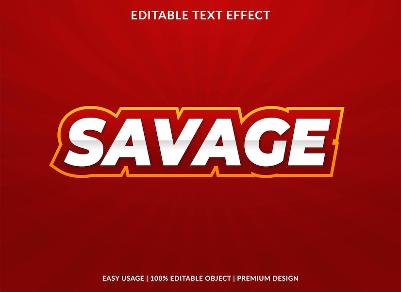 Premium Vector | Savage editable text effect template premium vector
