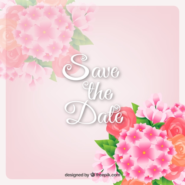 Free Vector Save The Date Background With Flowers