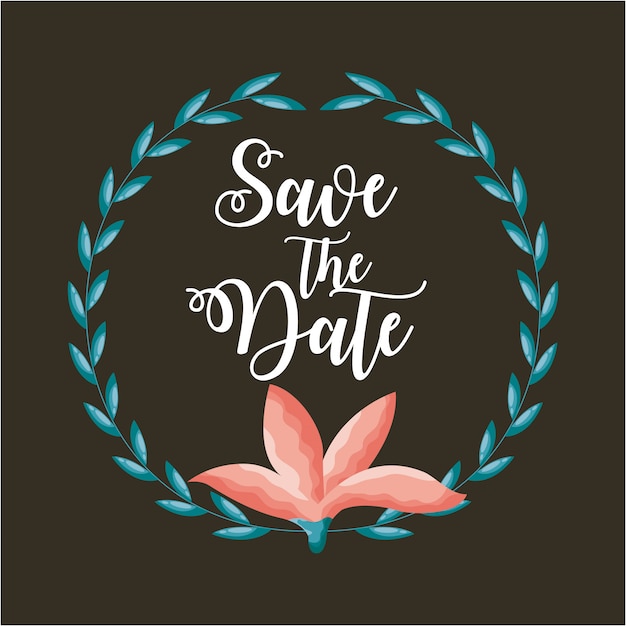 Save the date card with flowers and foliage Vector | Free Download