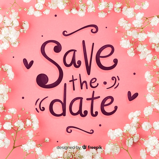Save the date lettering Free Vector