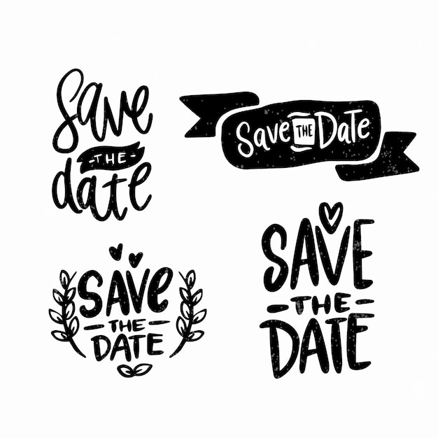 Free Vector Save The Date Text Calligraphy