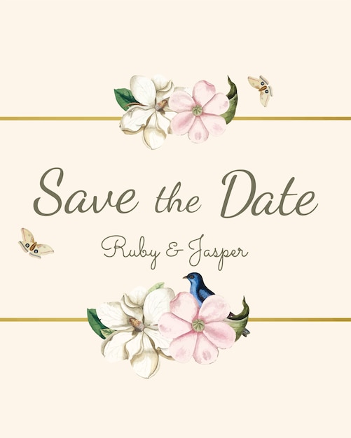 Download Save the date wedding invitation mockup vector | Free Vector