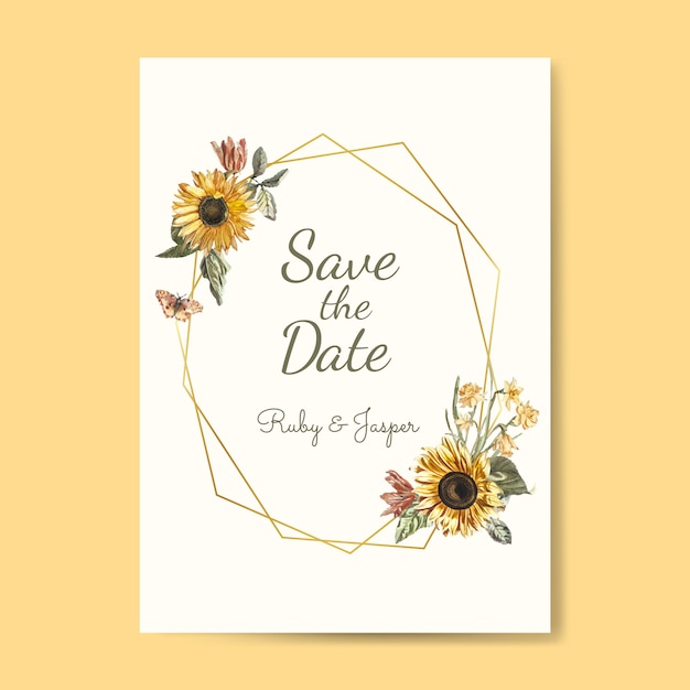 Free Vector Save The Date Wedding Invitation Mockup Vector