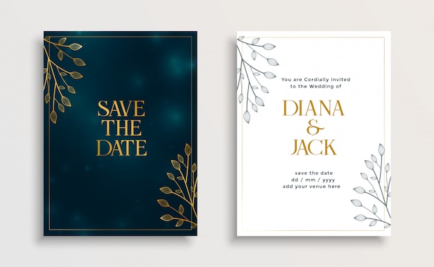 Save the date wedding invitation template Free Vector