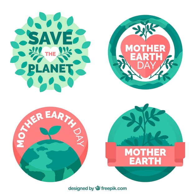 free-vector-save-earth-badges-for-the-earth-day