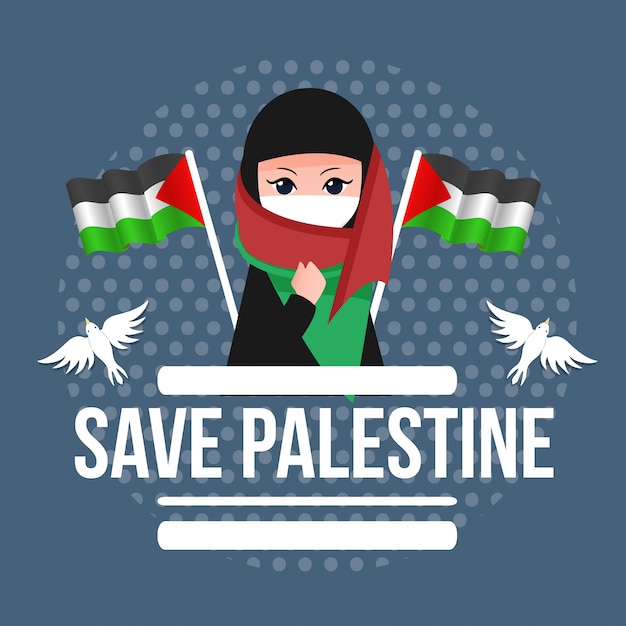Save Palestine Illustration Premium Vector