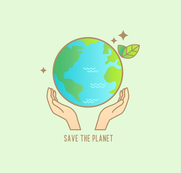 Premium Vector | Save the planet banner for environment safety. human ...