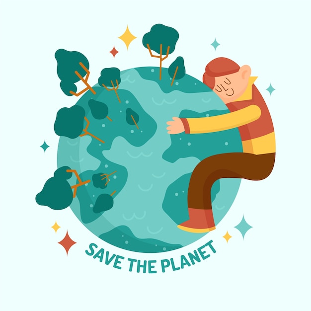 Free Vector Save The Planet Concept Illustrated