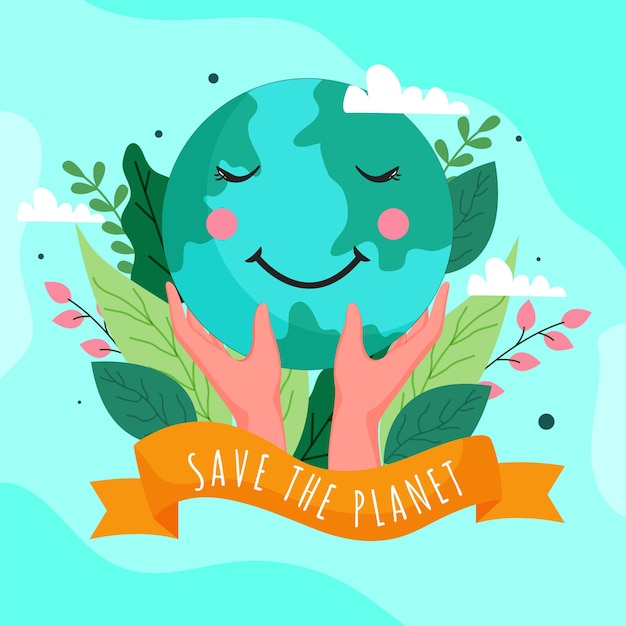 Premium Vector | Save the planet concept illustration