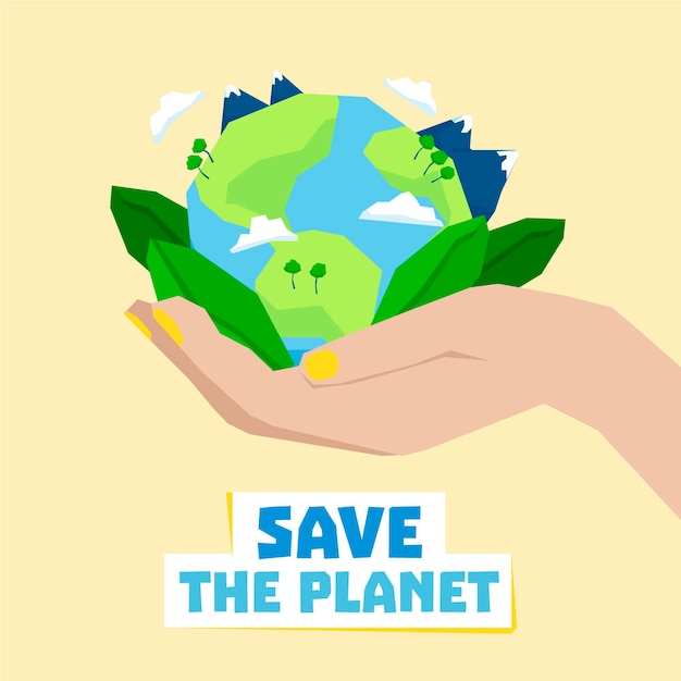 Free Vector | Save the planet concept with hand holding earth