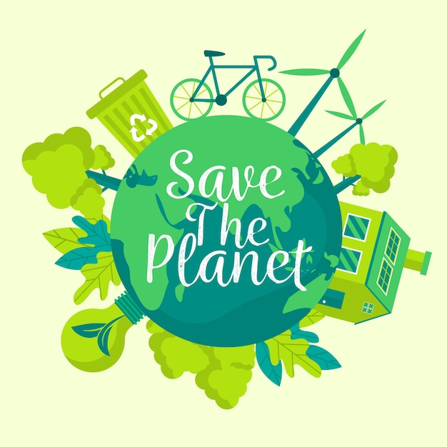 Save the planet concept with recycling | Free Vector