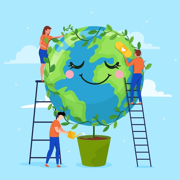 Save the planet concept Free Vector