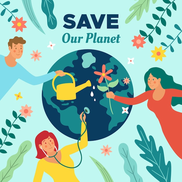 Free Vector | Save the planet concept