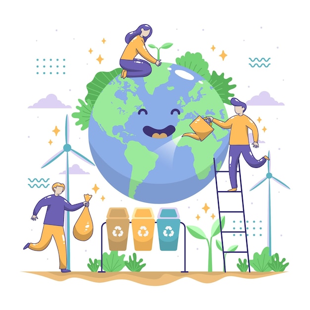 Premium Vector Save The Planet Illustrated Theme