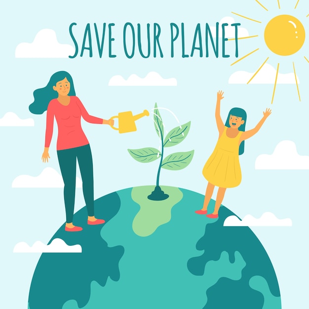 Free Vector | Save the planet illustration design