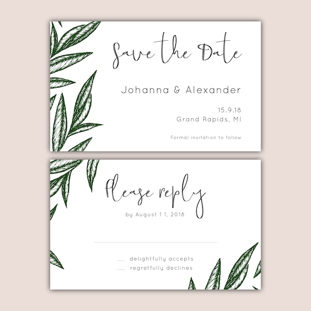 Save the date and rsvp cards set Vector | Free Download