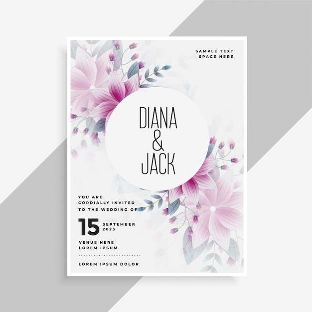 Save The Date Wedding Invitation Card Design With Flower Vector