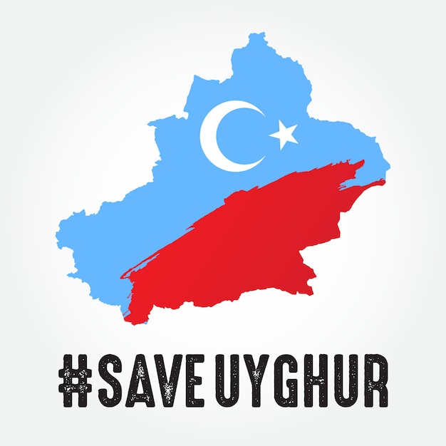 Premium Vector | Save uyghur illustration with uyghur map