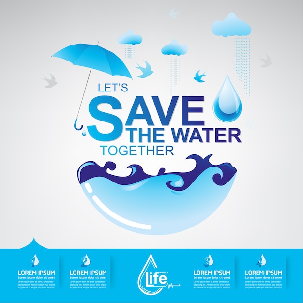 Save the water vector water is life Premium Vector