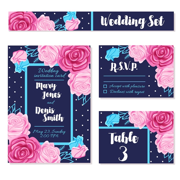 Save wedding date invitations cards Free Vector