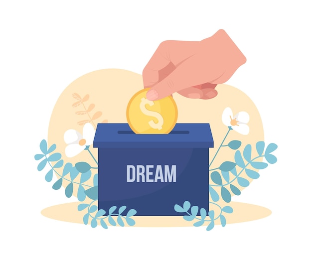 Premium Vector | Saving money for dream 2d vector isolated illustration