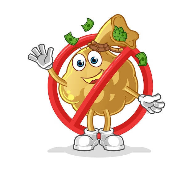 Premium Vector | The say no to money bag mascot. cartoon vector