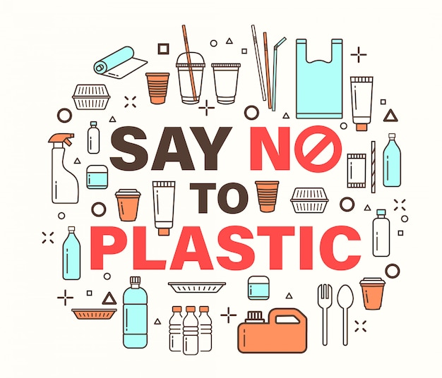 Premium Vector | Say no to plastic illustration.