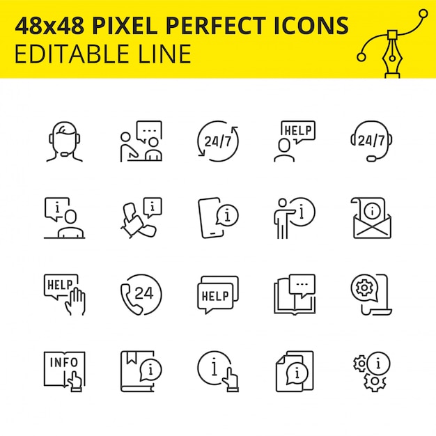 Scaled icons of help, technical support and assistance Premium Vector