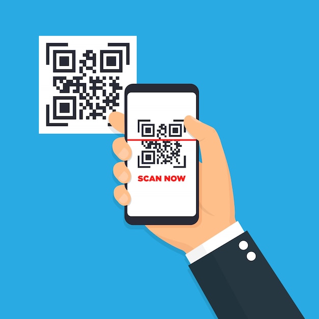 Scan Qr Code Flat Icon With Phone Barcode Illustration