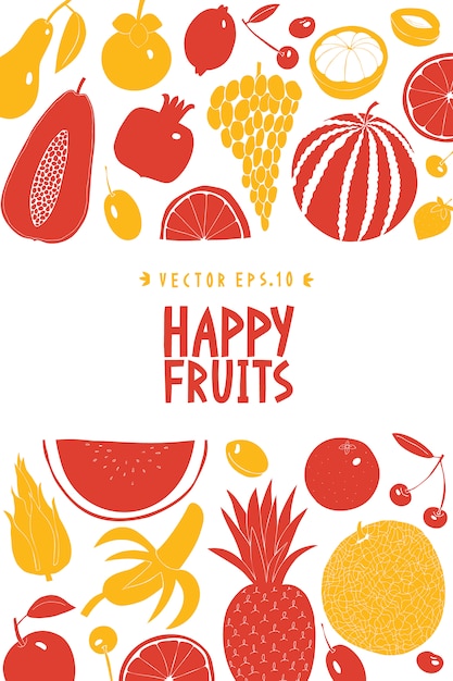 Download Premium Vector | Scandinavian hand drawn fruit design template. monochrome graphic. fruits ...