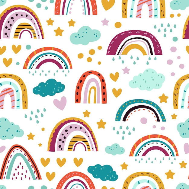 Premium Vector | Scandinavian rainbow pattern. seamless print, pastel ...