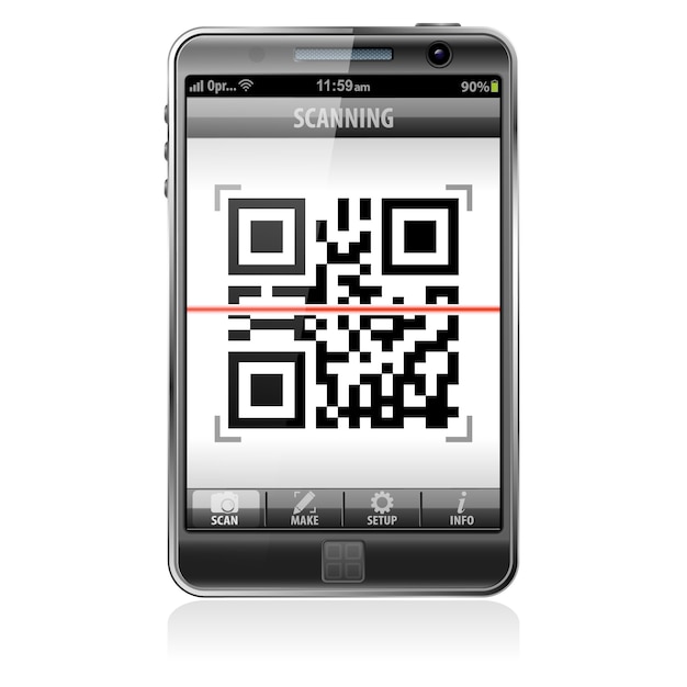 Download Scanning qr code on smartphone Vector | Premium Download