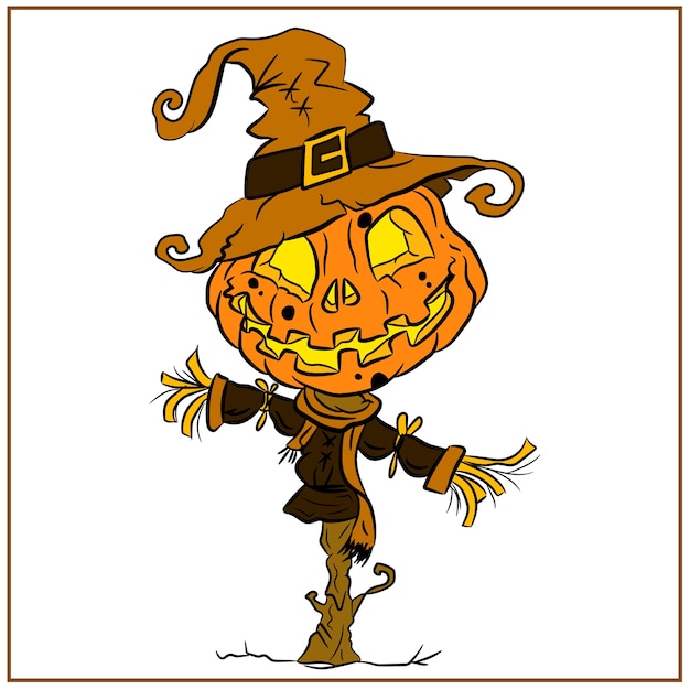 Premium Vector | Scare scarecrow drawing for halloween