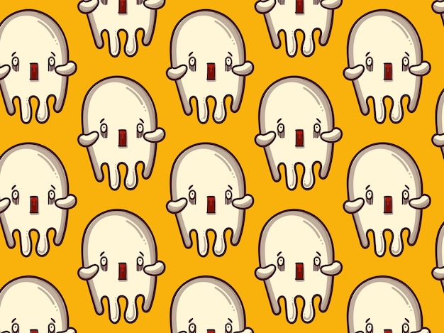 Premium Vector | Scared ghost pattern, yellow background