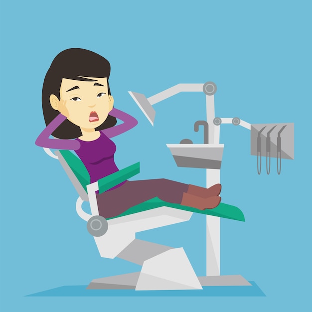 Premium Vector | Scared patient in dental chair illustration