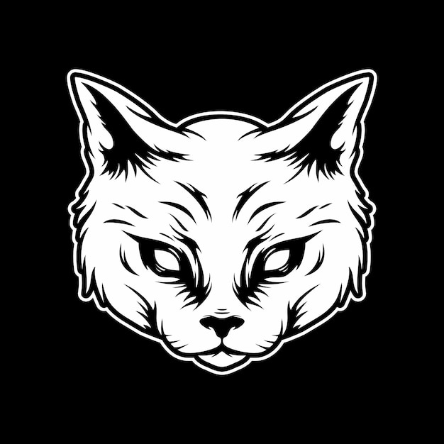 プレミアムベクター 怖い猫の頭のイラスト